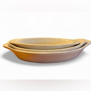 Set of (3) New Oval White Au Gratin Dishes